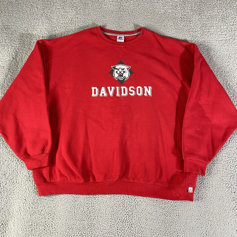 Davidson Wildcats Sweatshirt Mens 4XL Red Russell Athletic Crewneck Pullover